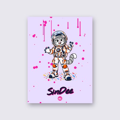 SinDee the astronaut poster – Lilac background