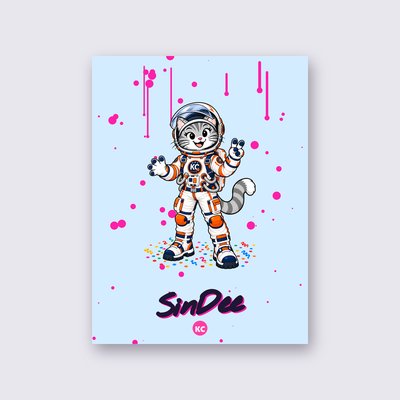 SinDee the astronaut poster – Sky blue background