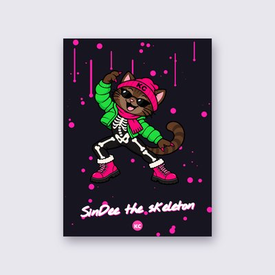 SinDee the skeleton poster – Black background
