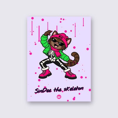 SinDee the skeleton poster – Lilac background