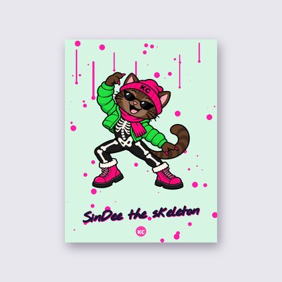 SinDee the skeleton poster – Mint background