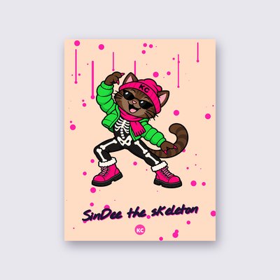 SinDee the skeleton poster – Peach background