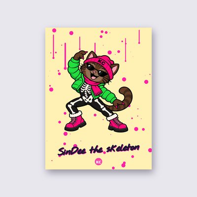 SinDee the skeleton poster – Yellow background