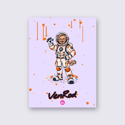 VenRod the astronaut poster – Lilac background