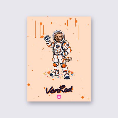 VenRod the astronaut poster – Peach background