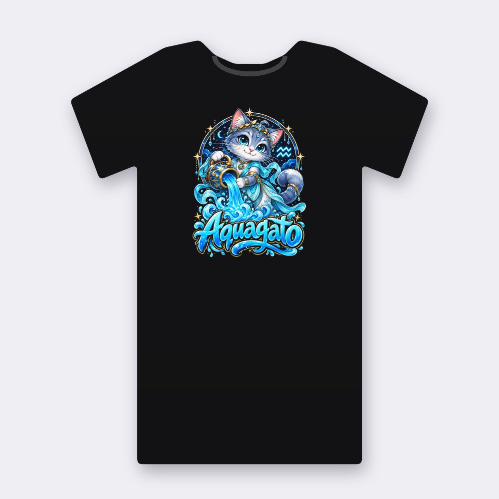 Astrocats Aquagato T-shirt – black street art T-shirt