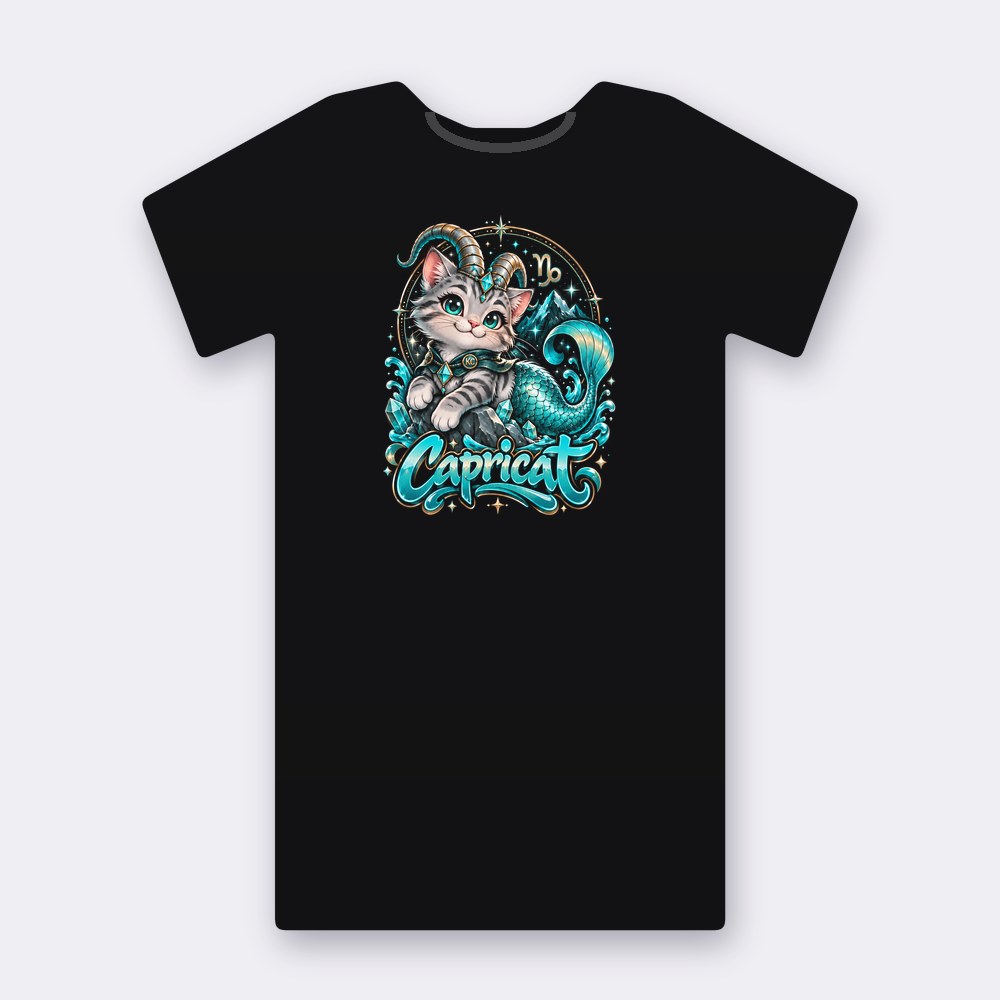 Astrocats Capricat T-shirt – black street art T-shirt