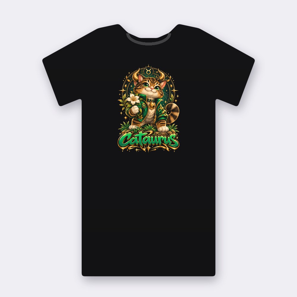 Astrocats Cataurus T-shirt – black street art T-shirt