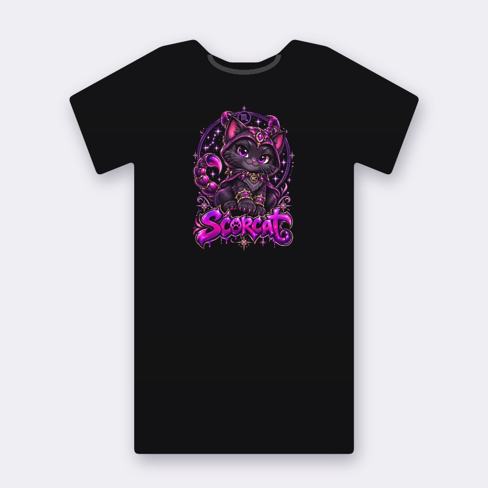 Astrocats Scorcat T-shirt – black street art T-shirt