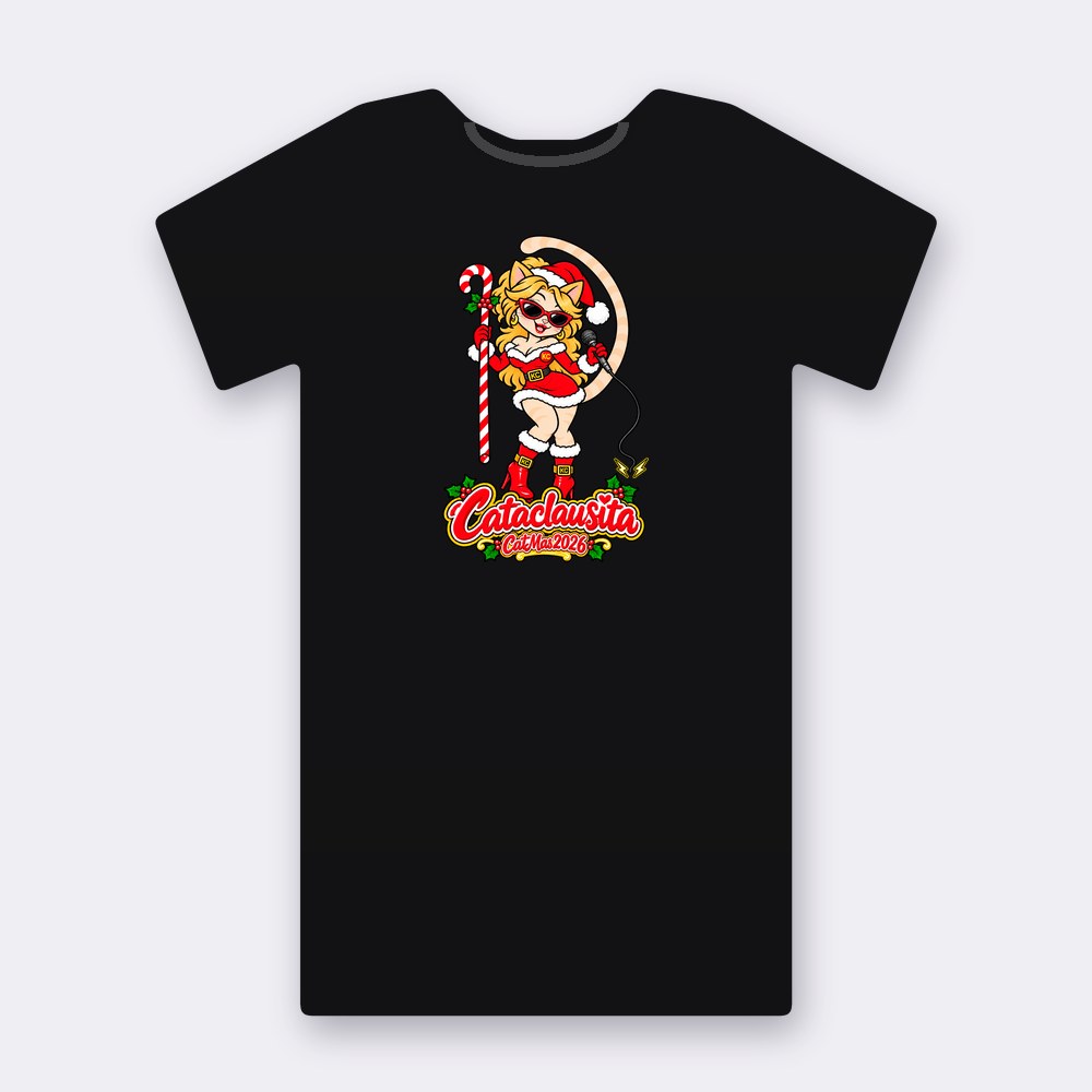 Cataclausita Cool – CatMas 2026 T-shirt – black street art T-shirt