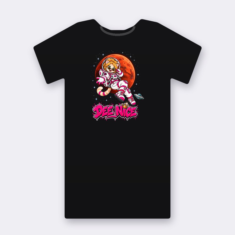 DeeNice on Mars T-shirt – black street art T-shirt