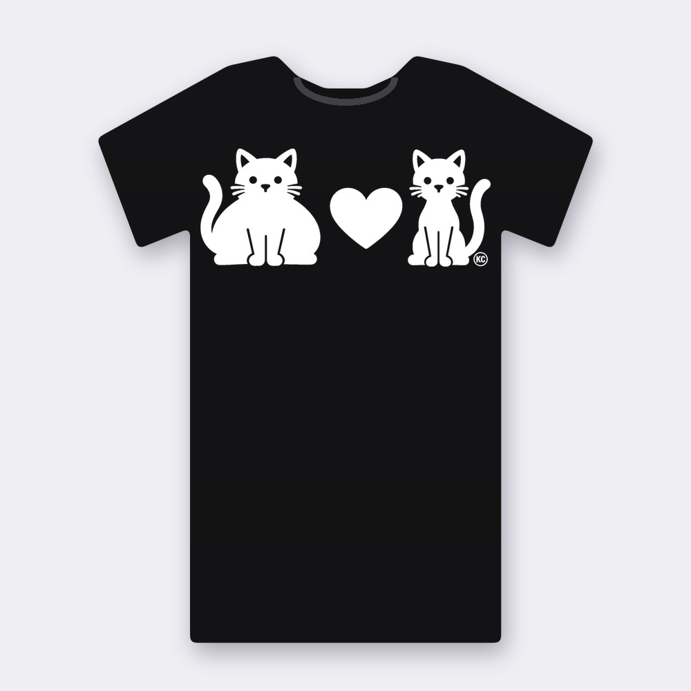 KC Big & Little Cat T-shirt – black street art T-shirt