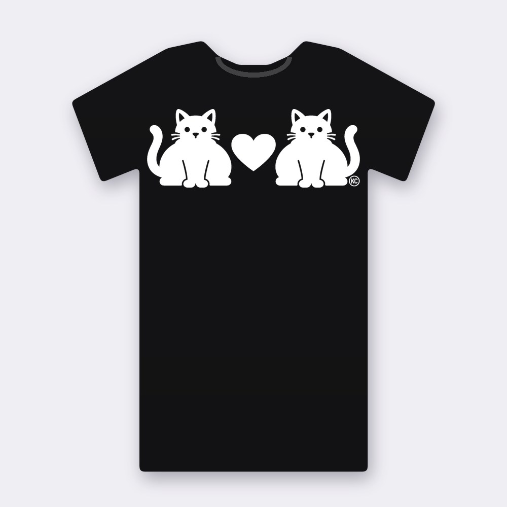 KC Chubby Cats Love T-shirt – black street art T-shirt