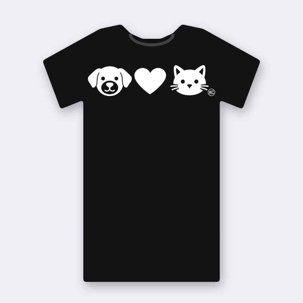 KC Dog Loves Cat T-shirt – black street art T-shirt