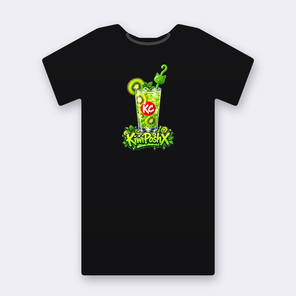 KC Drink KiwiPoshX T-shirt – black street art T-shirt