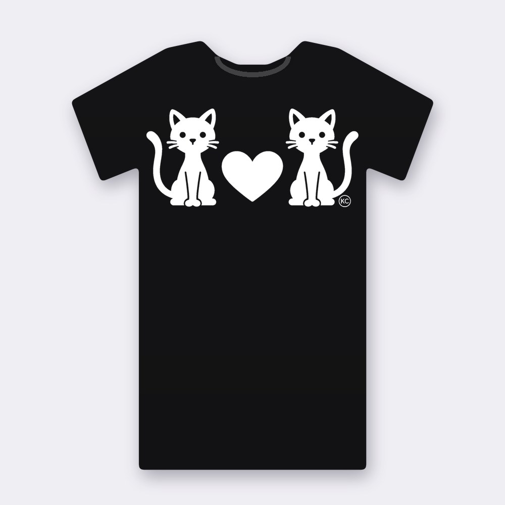 KC Slim Cats Love T-shirt – black street art T-shirt