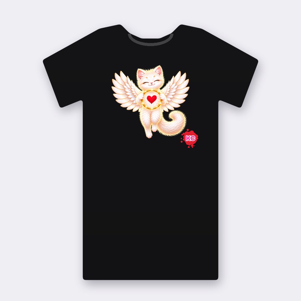 KC Supporter Happy Heart Angel T-shirt – black street art T-shirt