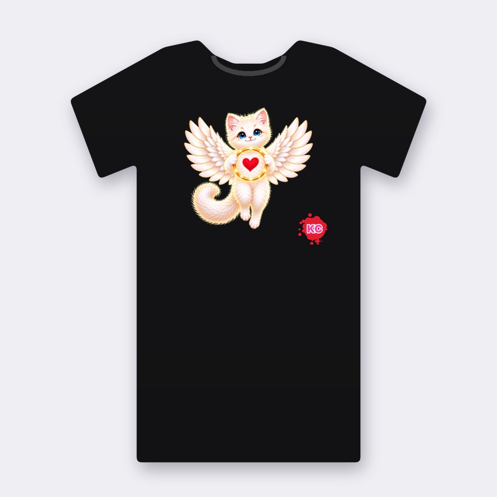 KC Supporter Heart Angel T-shirt – black street art T-shirt