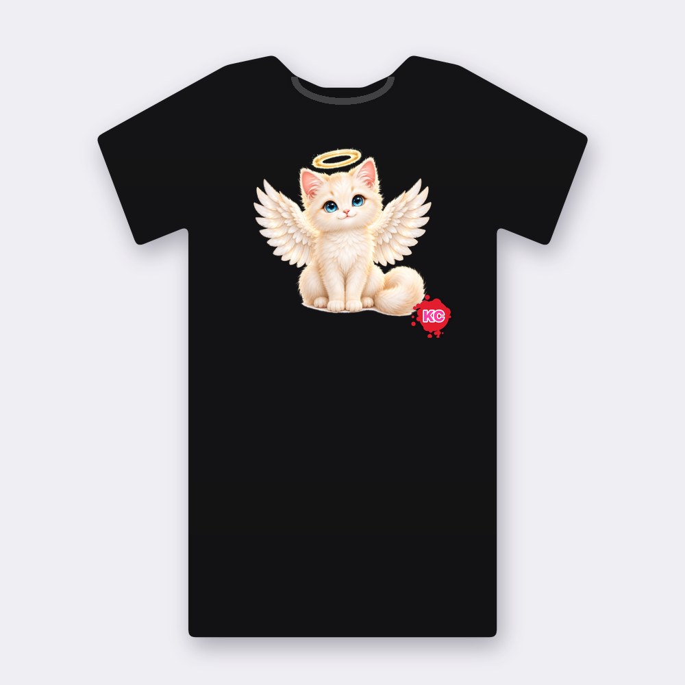 KC Supporter Sitting Angel T-shirt – black street art T-shirt