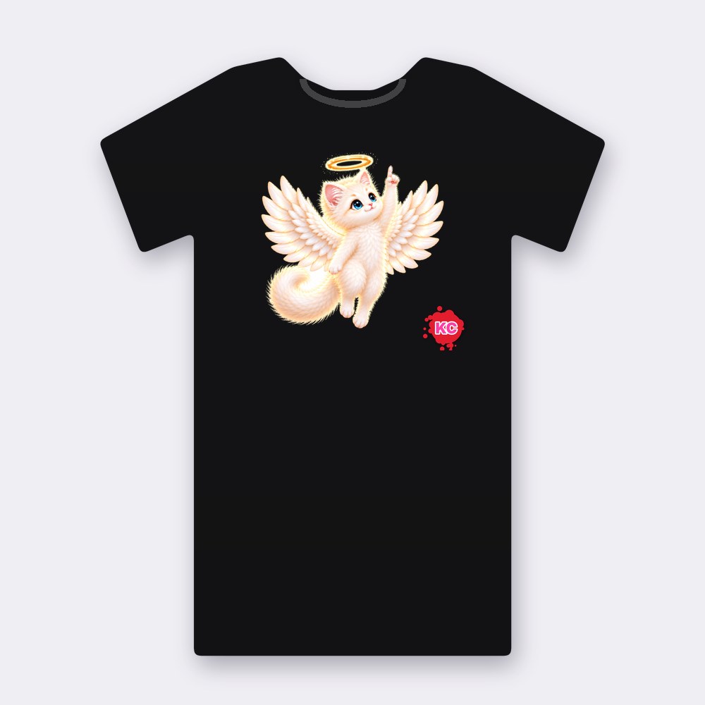 KC Supporter Up There Angel T-shirt – black street art T-shirt