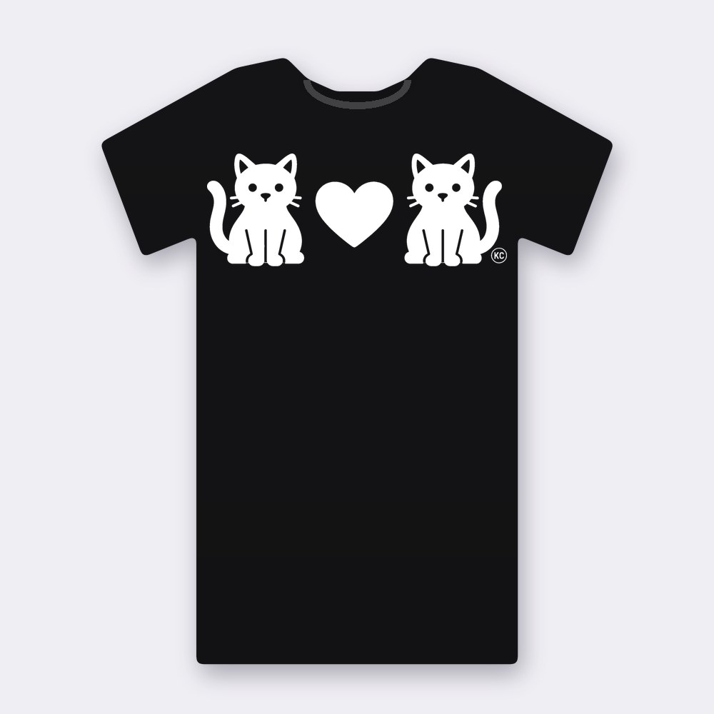 KC Two Cats Love T-shirt – black street art T-shirt