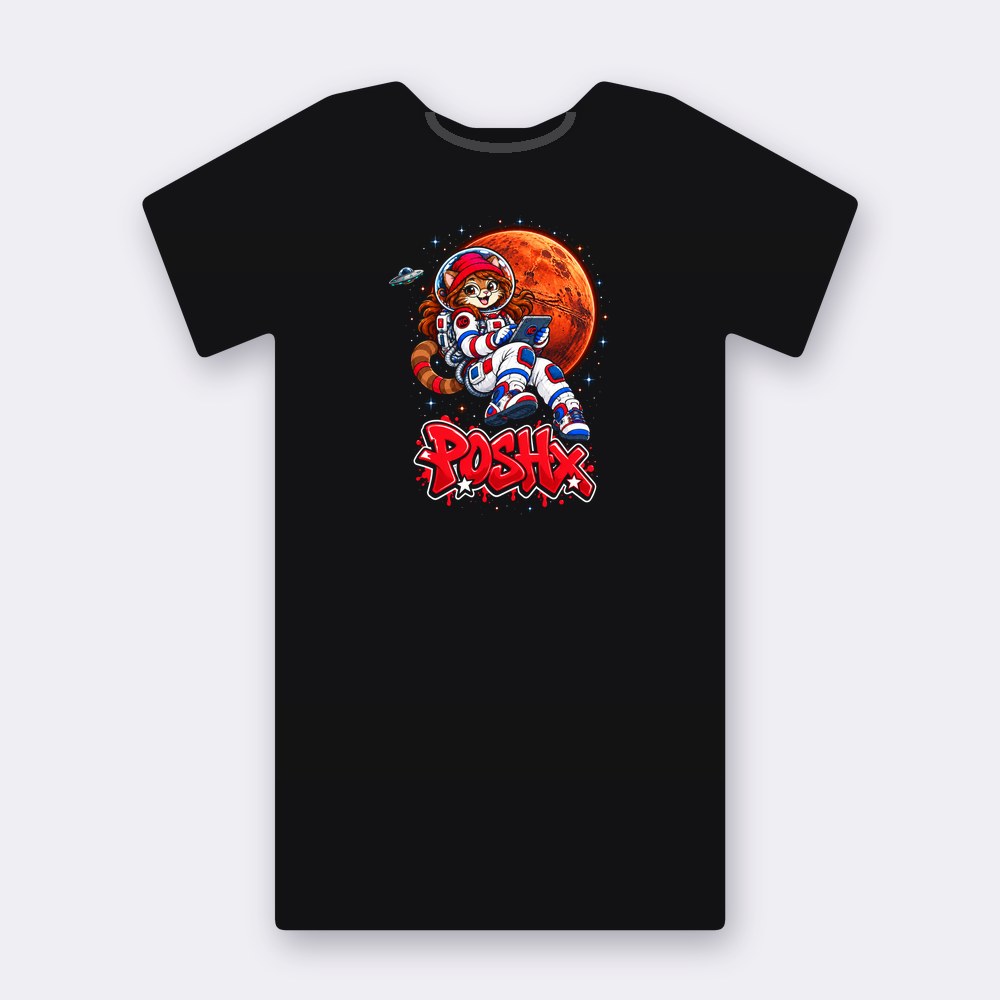 PoshX on Mars T-shirt – black street art T-shirt