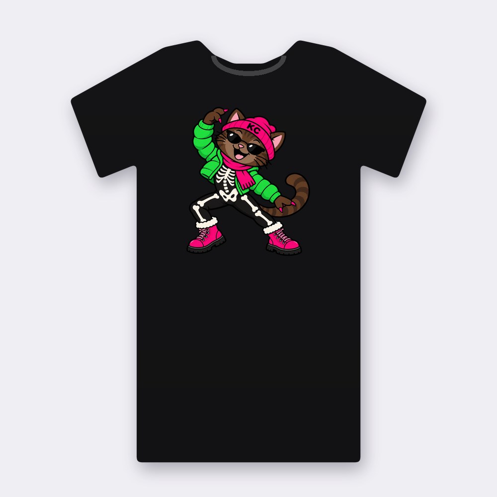 SinDee the skeleton T-shirt – black street art T-shirt