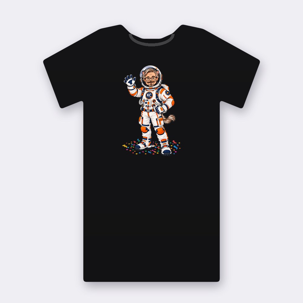 VenRod the astronaut T-shirt – black street art T-shirt