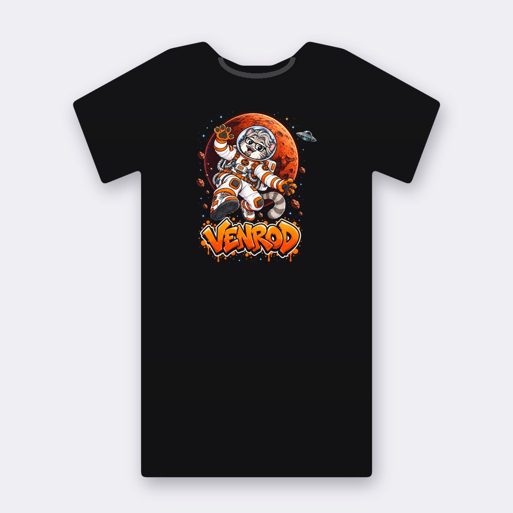 VenRod on Mars T-shirt – black street art T-shirt