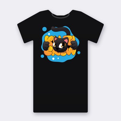 Black Cat Blue Splash street art T-shirt