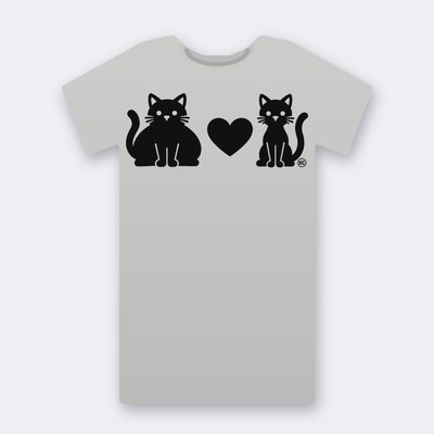 KC Big & Little Cat – heather grey Klitty Crew T-shirt