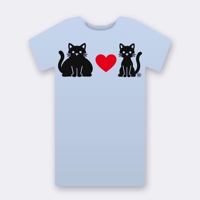 KC Big & Little Cat – Red Heart – baby blue Klitty Crew T-shirt