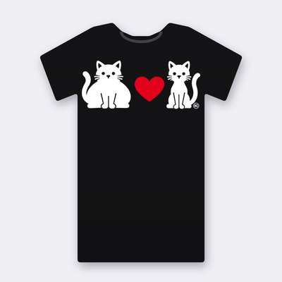 KC Big & Little Cat – Red Heart T-shirt