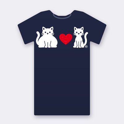 KC Big & Little Cat – Red Heart – navy Klitty Crew T-shirt