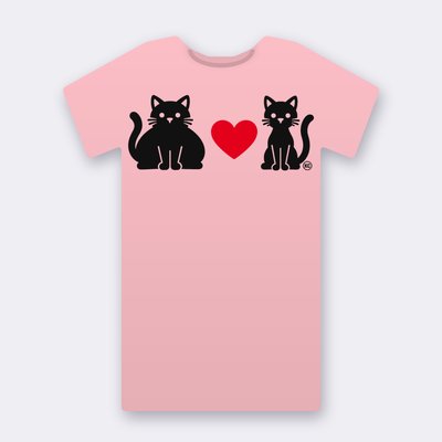 KC Big & Little Cat – Red Heart – pink Klitty Crew T-shirt