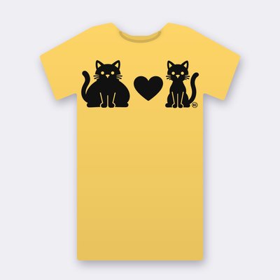 KC Big & Little Cat – yellow Klitty Crew T-shirt