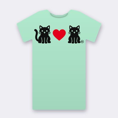 KC Cat Couple – Red Heart – mint Klitty Crew T-shirt