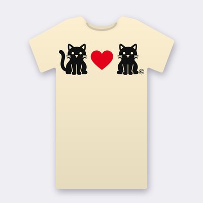 KC Cat Couple – Red Heart – natural Klitty Crew T-shirt