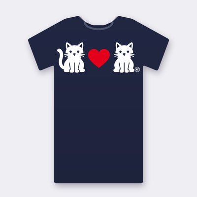 KC Cat Couple – Red Heart – navy Klitty Crew T-shirt