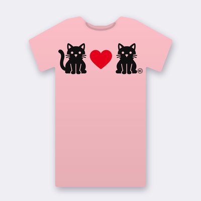 KC Cat Couple – Red Heart – pink Klitty Crew T-shirt
