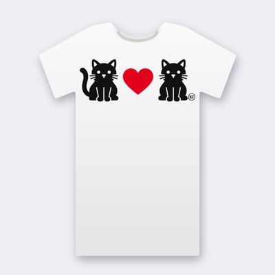 KC Cat Couple – Red Heart – white Klitty Crew T-shirt