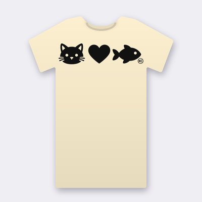 KC Cat Loves Fish – natural Klitty Crew T-shirt