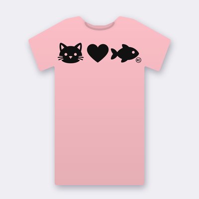 KC Cat Loves Fish – pink Klitty Crew T-shirt