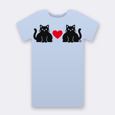 KC Chubby Cats Love – Red Heart – baby blue Klitty Crew T-shirt