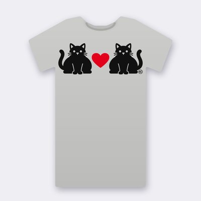 KC Chubby Cats Love – Red Heart – heather grey Klitty Crew T-shirt