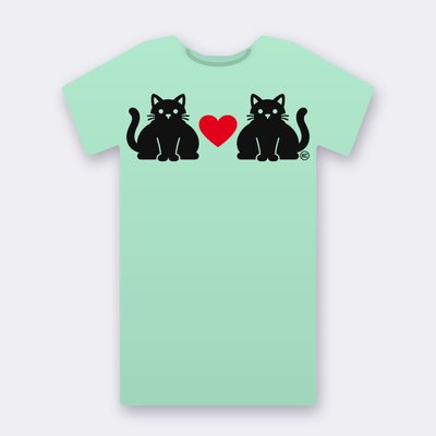 KC Chubby Cats Love – Red Heart – mint Klitty Crew T-shirt