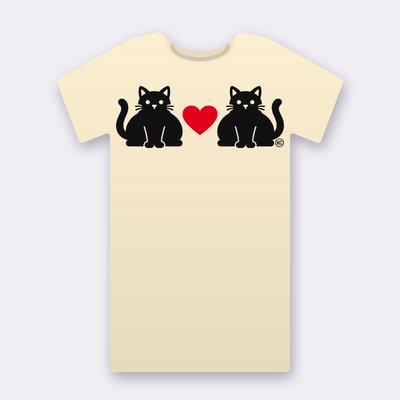 KC Chubby Cats Love – Red Heart – natural Klitty Crew T-shirt