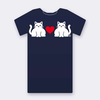KC Chubby Cats Love – Red Heart – navy Klitty Crew T-shirt