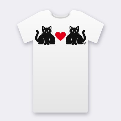KC Chubby Cats Love – Red Heart – white Klitty Crew T-shirt