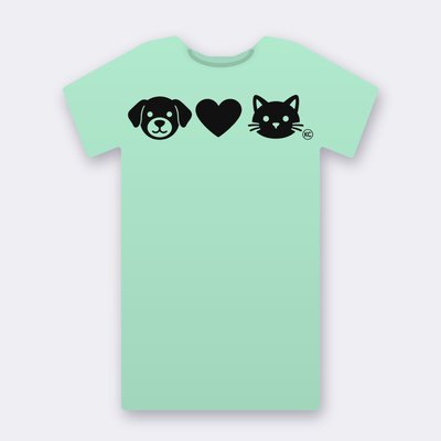 KC Dog Loves Cat – mint Klitty Crew T-shirt